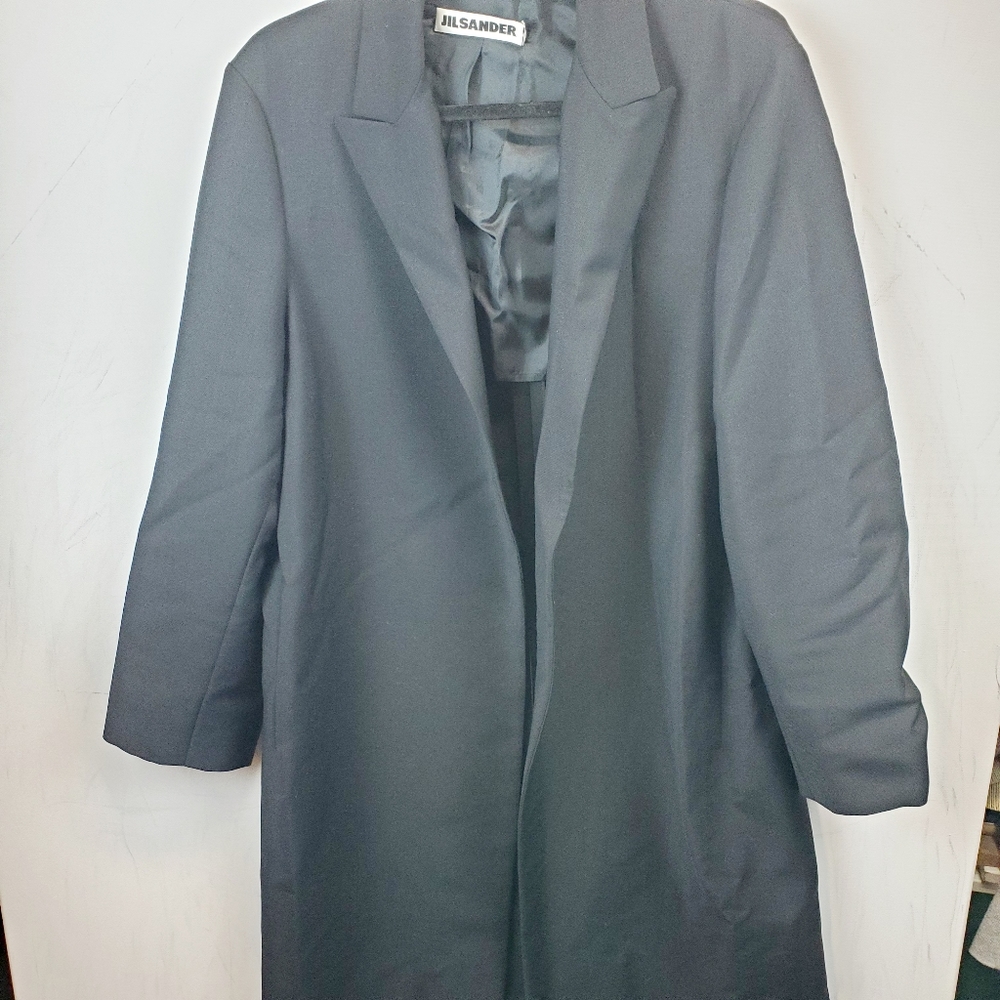 Jil Sander Navy Blue Wool and Mohair Coat Size 40/US 10